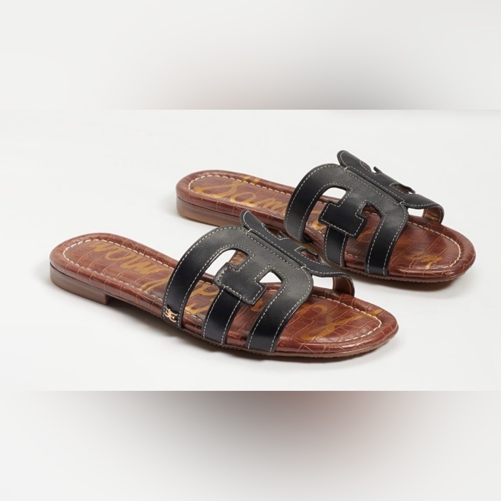 Sam Edelman Bay Slides Black Leather 8W